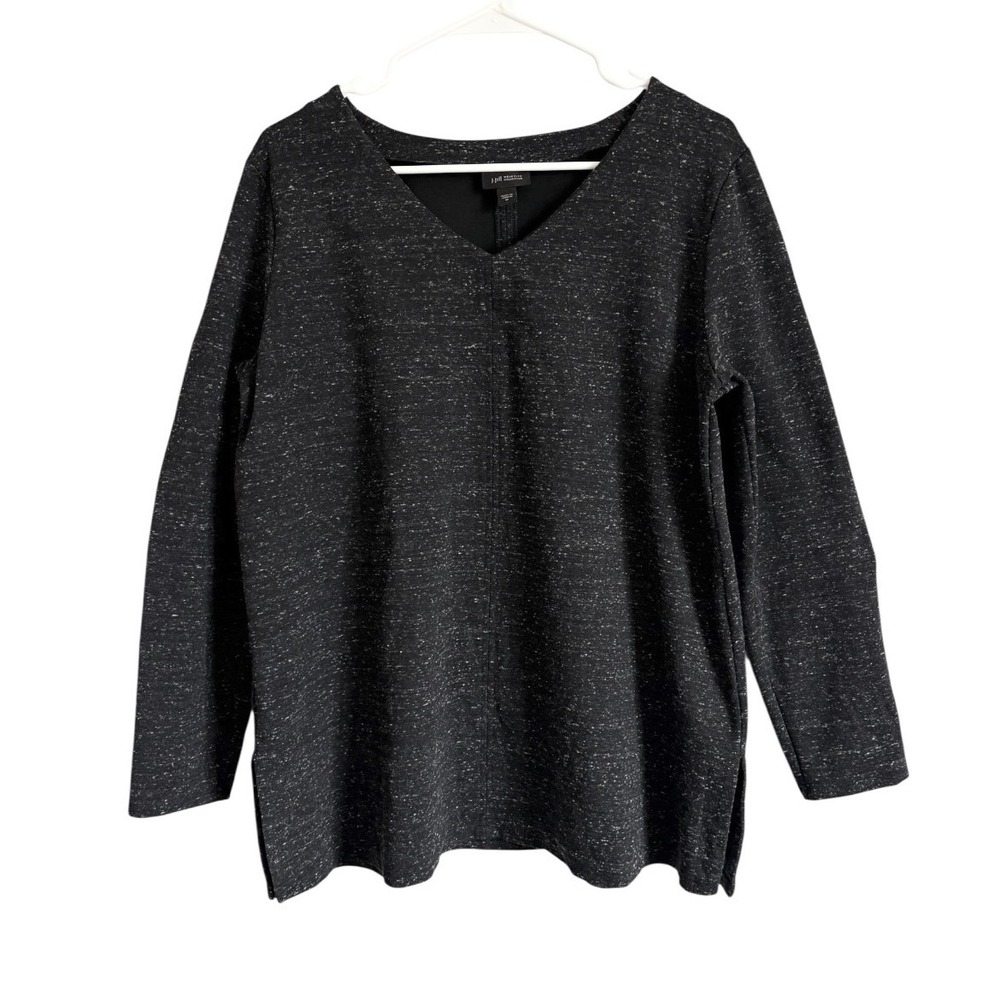 J. Jill Wearever Space Dye V-Neck Tunic Top Gray Long Sleeve Womens Size M - Picture 2 of 6